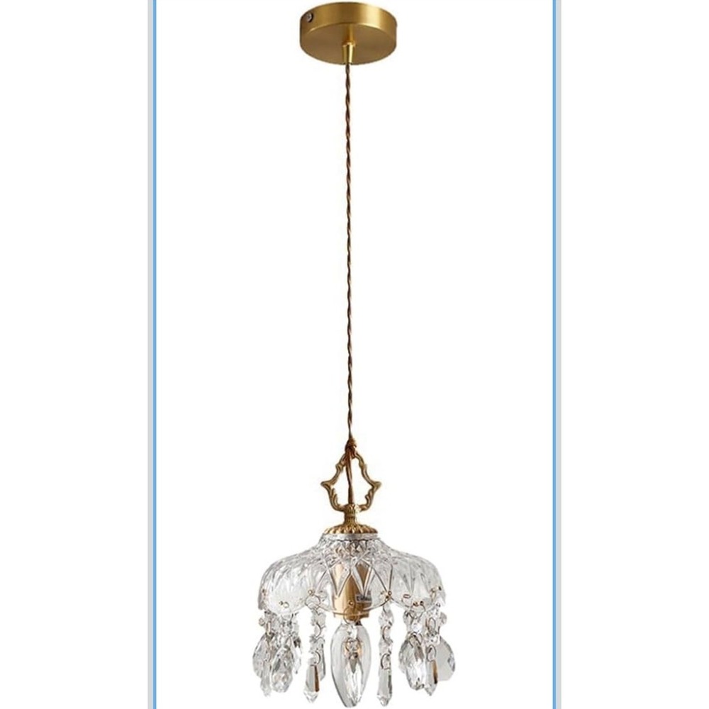 Brass Vintage Petal Glass Pendant Light Crystal Hanging Ceiling Light New